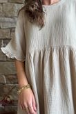 Dusk Bubble Cotton Smock Top Stone